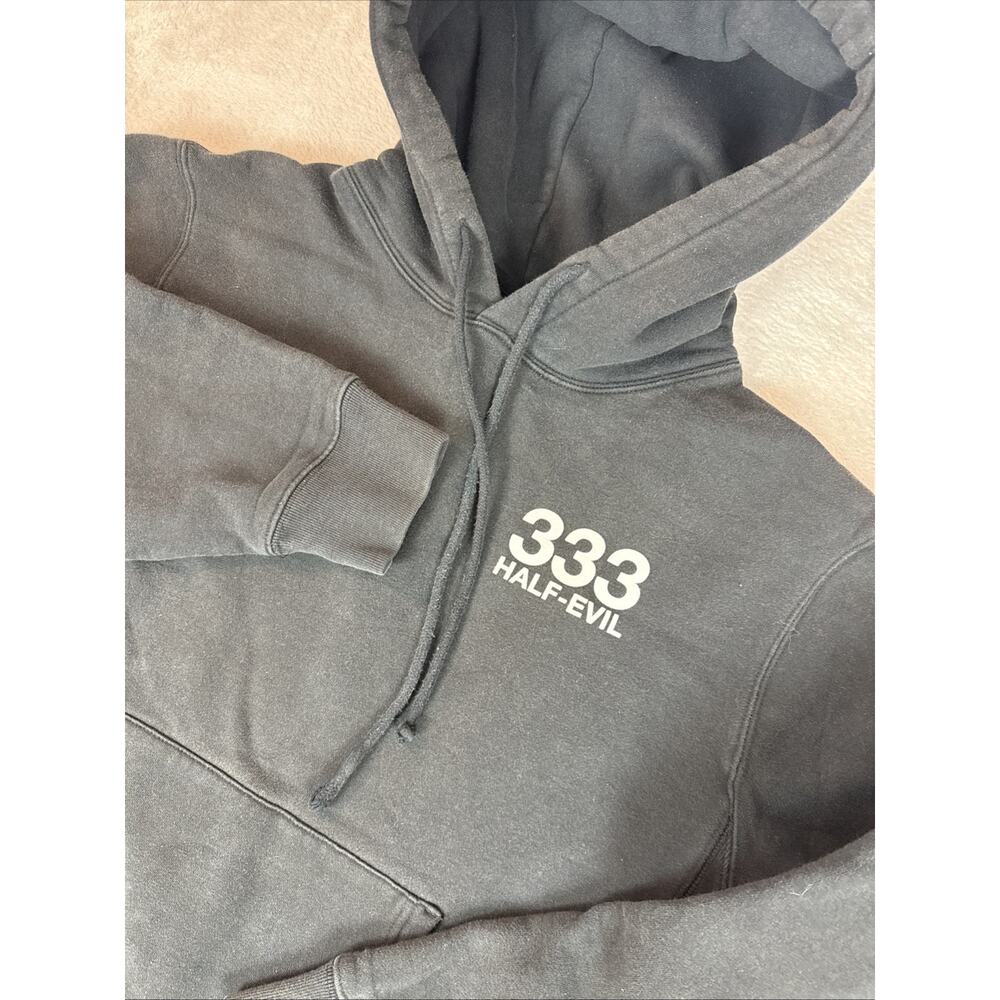 Half Evil 333 Logo Hoodie Black Thick Street Wear Skate Pocket XL Goth Grunge